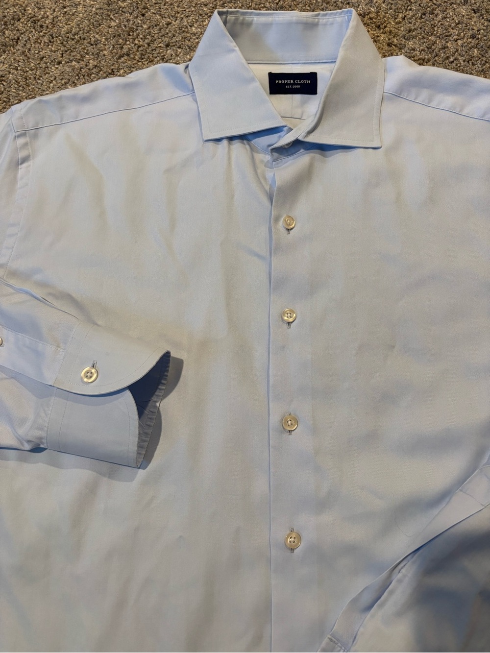 Proper Cloth Mens Slim Dress Shirt Light Blue 100% Cotton Sz XXL 35 Neck 18/18.5